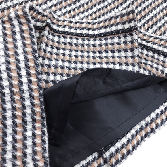 Talbots Grey White Cream Thick Plaid Pleated Knit Skirt Sz 10 - Picture 5 of 11